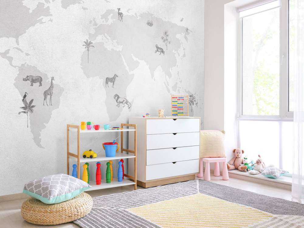 Verdenskart skisse grå